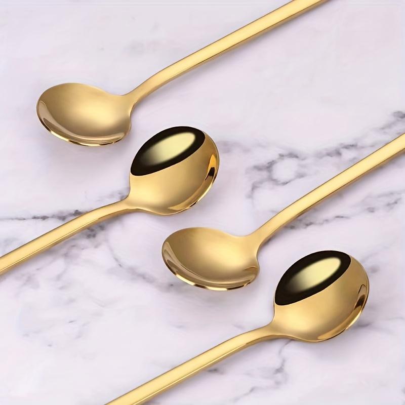 10pcs Stainless Steel Coffee Spoons, Dessert Spoons, Teaspoons, Seasoning Spoons,Suitable for Home, Cafe,Party, Kitchen Supplies