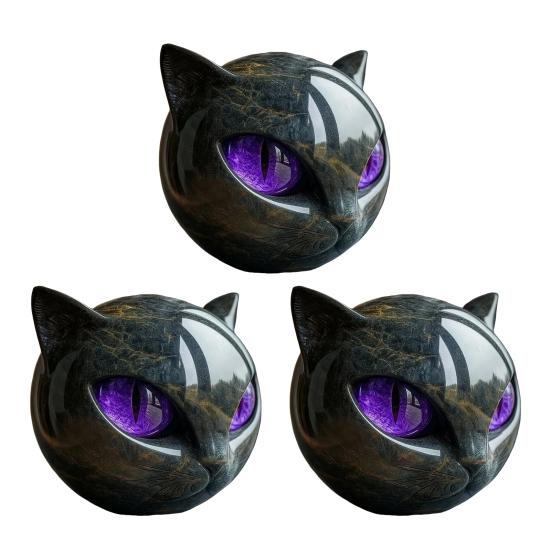 Mini Cat Stone Resin Cat Head Figurine Collectible Healing Stone Marble Texture Cat Stone Keepsake Gift for Cat Lovers Women Men