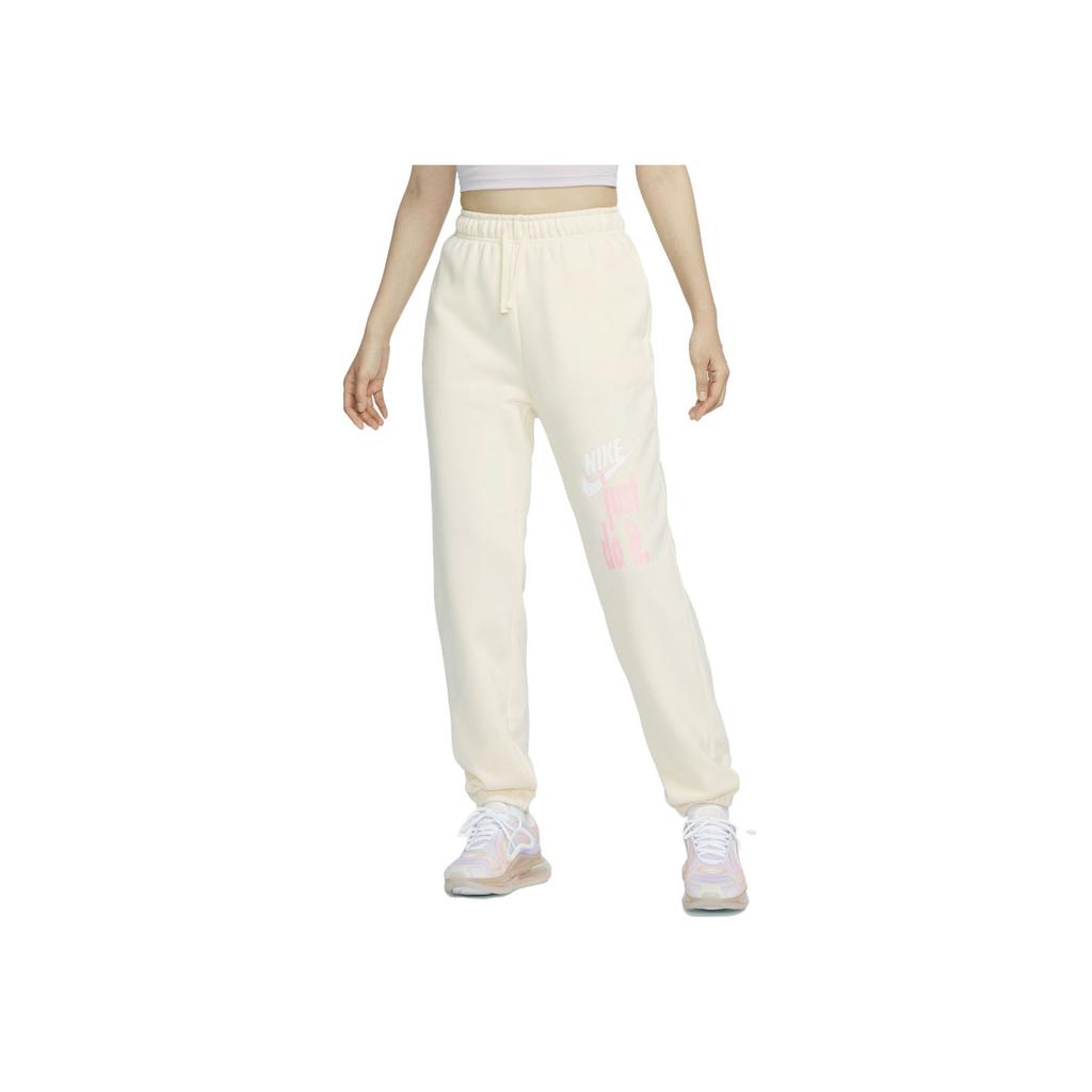 Nike Letter Lace High Waist Cuffed Casual Knitted Sports Pants Women bottoms Coconut-Milk FB8488-113