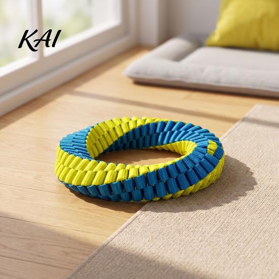 Outdoor Interactive Dog Toys Dental Tug Toy, Textured Woven Nylon Chew Teeth Cleaning Training for Dogs Round or Figure 8 Design, Washable Toy Chewing