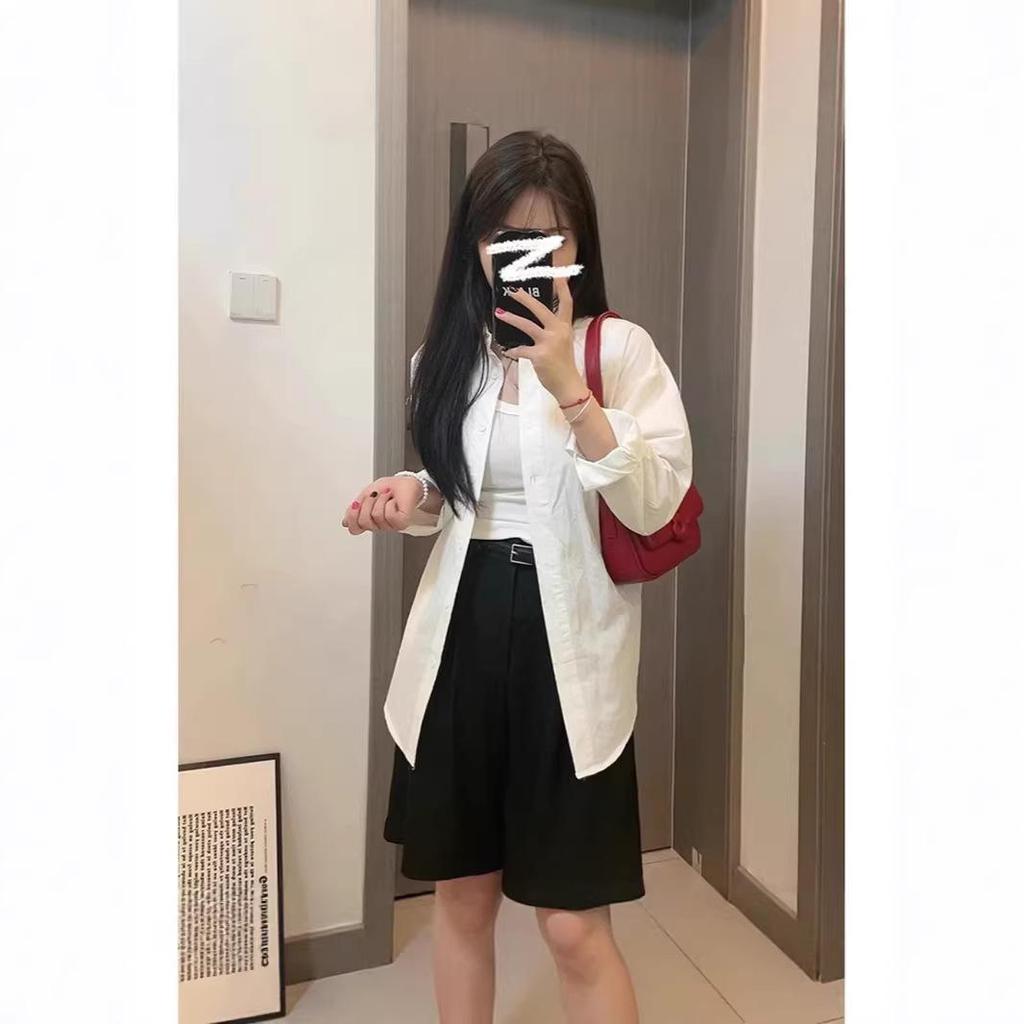 Women's Simple Sweet Pure Cotton Long Sleeve Shirt for Spring, Autumn & Winter