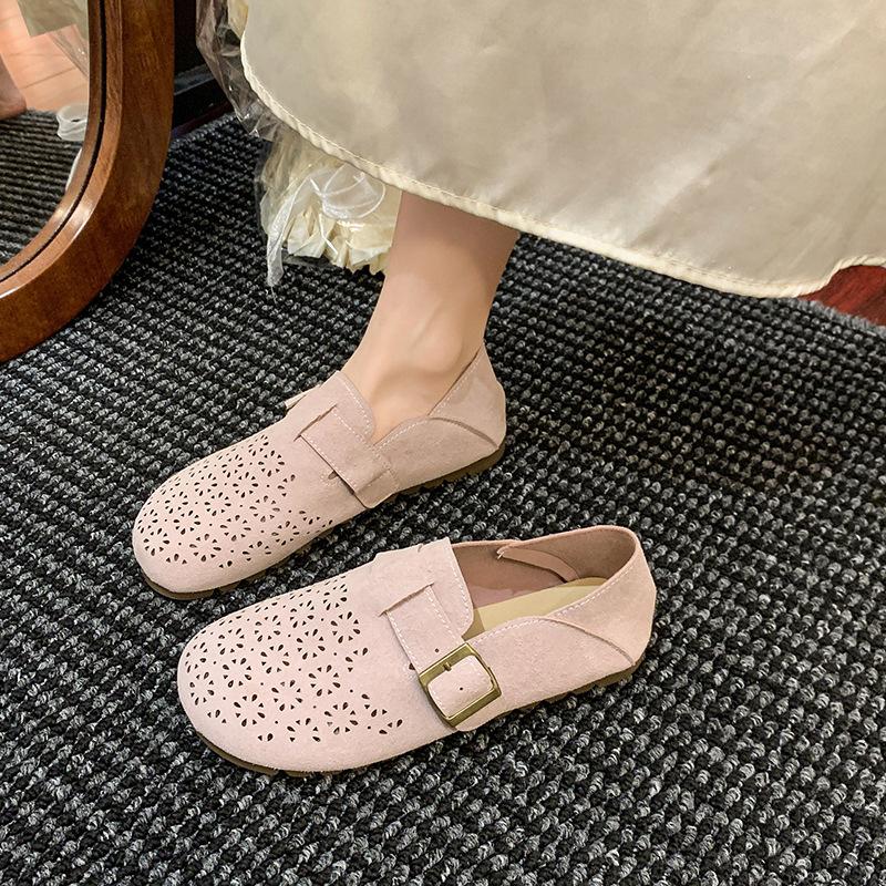 Platform women's summer 2025 new one-pedal hole shoes, pregnant women's single shoes, fashionable versatile casual single shoes
