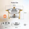Stainless Steel 5L Round Alcohol Buffet Stove with Glass Lid and Hook for Outdoor Use