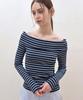 YUJEEOT Navy Off-Shoulder Top