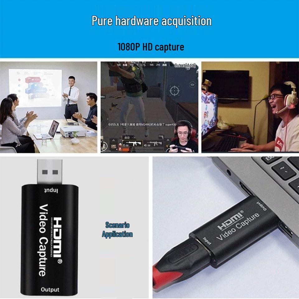 HDMI To USB High-Definition Capture Card for Laptop Monitoring & Game Live Streaming with Switch/PS4 Compatibility