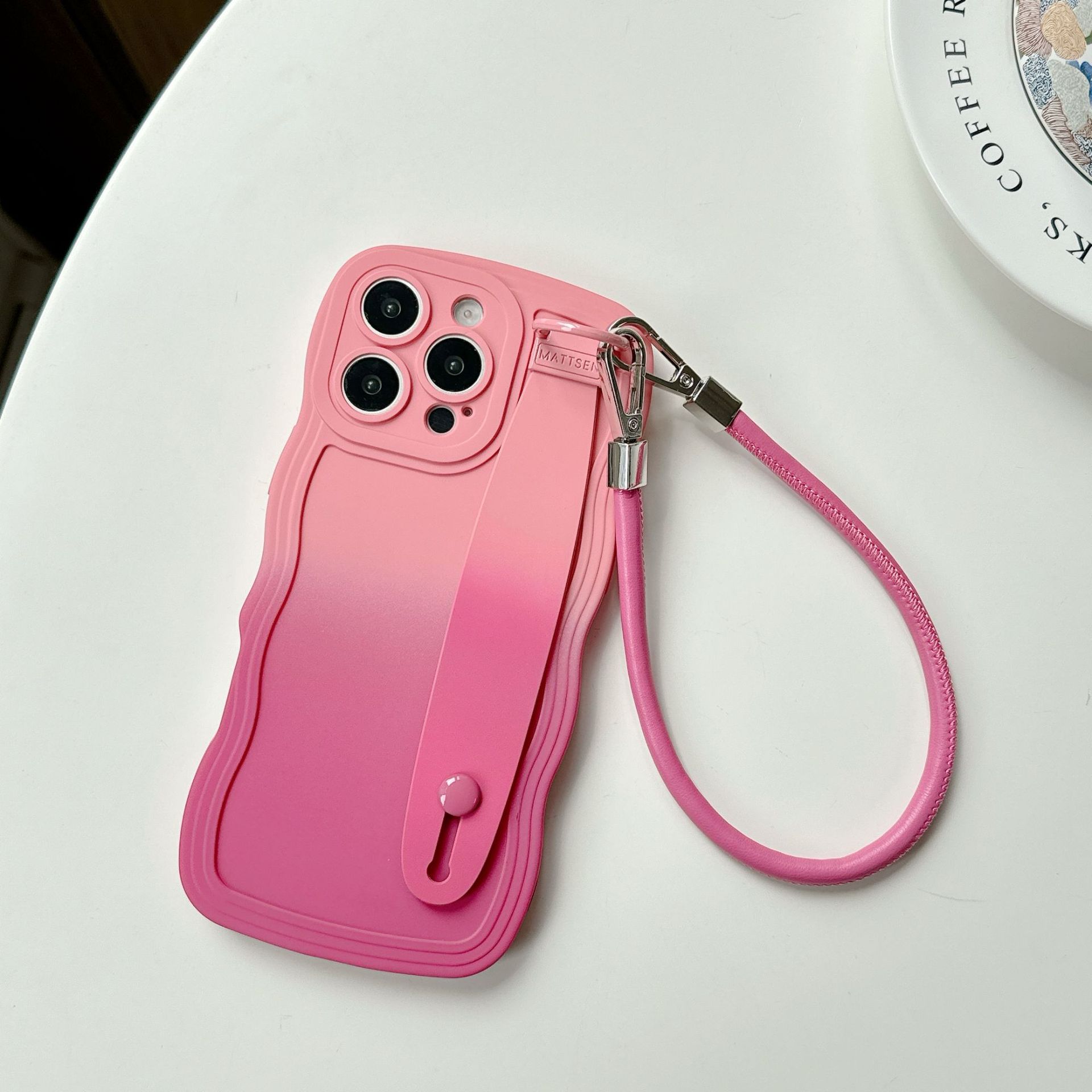 

Glass Gradient for IPhone 16E Case Anti Drop for Apple 15promax Minimally Designed Wristband Hanging Rope For iPhone6P/6SP