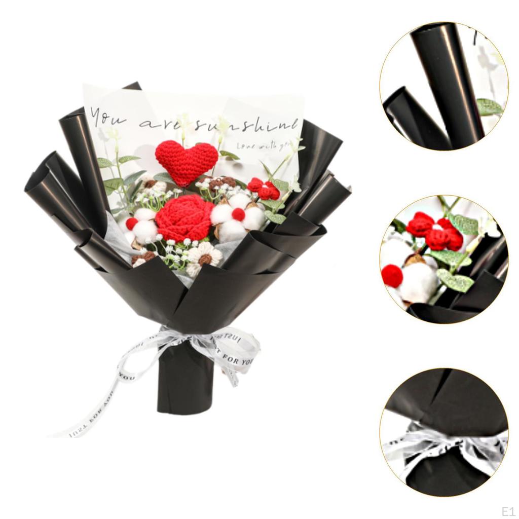 Bouquet of Crochet Flowers Done By Hand, Artificial, Versatile Interior Decoration, Love -knitted