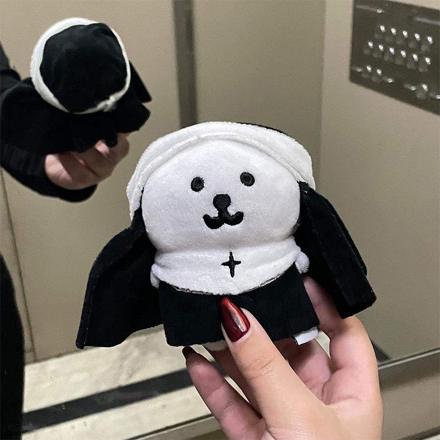 Cartoon Cute Little White Bear Plush Doll Nun Doll Dress Up Cotton Doll Dress Up Cloak Accessories Rat King Cooking Doll
