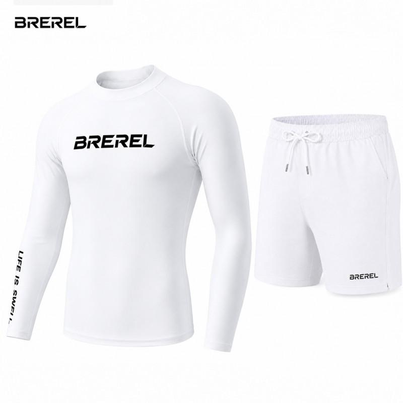 Heren UV-Bescherming Rash Guard Set Lange Mouw Zwemshirt Sneldrogende Boardshorts Snorkelen Surfen Kajakken