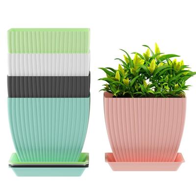 Plastic Round Flower Pots for Home Planters, Terrace, Garden Etc | Pack of 05 | Multicolor | Suitable for Home Indoor & Outdoor Gardening Plants
