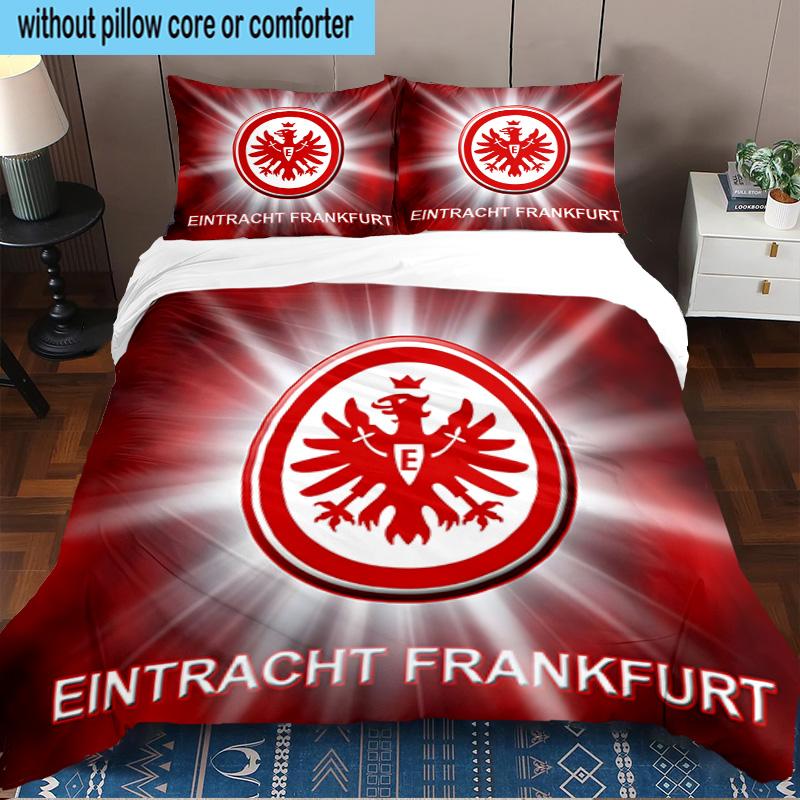 Flaming Heart Frankfurt Emblem 3PCS Bedding set,Ideal for1pc Duvet Cover And 2pcs Pillowcases Perfect for Christmas gift,Ideal for Bedroom, Dormitory
