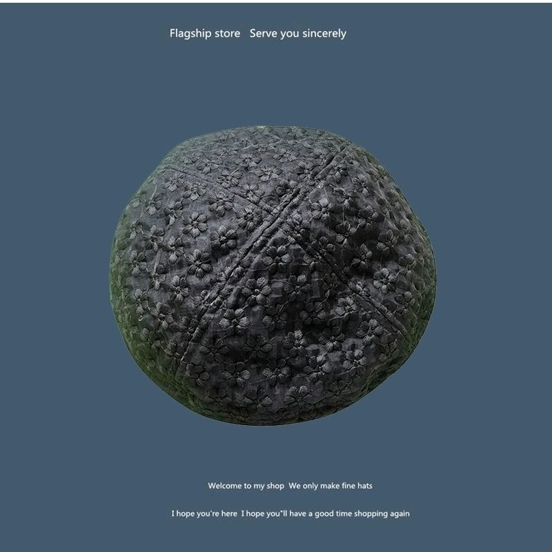 Beret Women's Summer Thin Breathable Versatile Belle Hat Sweet and Cute Flower Lace Painter Hat