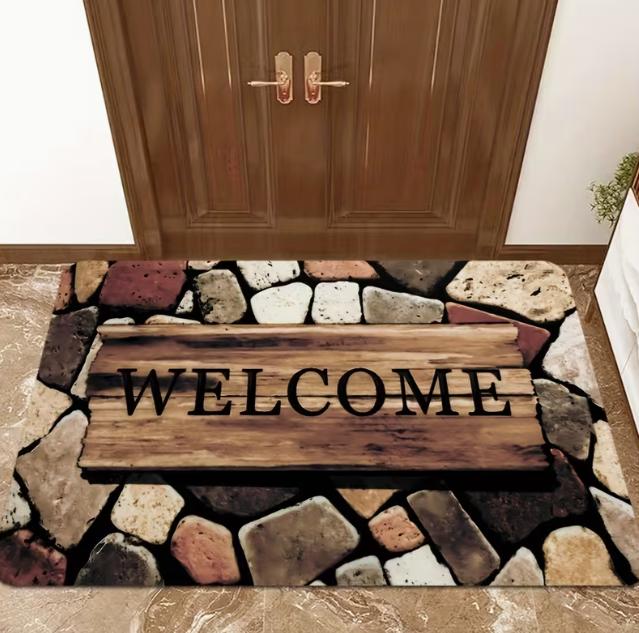 1pc Cowboy Hat Boots Welcome Mat Absorbent Rug with HD Print for Bathroom Bedroom Living Room Camping Yoga Outdoor Activities