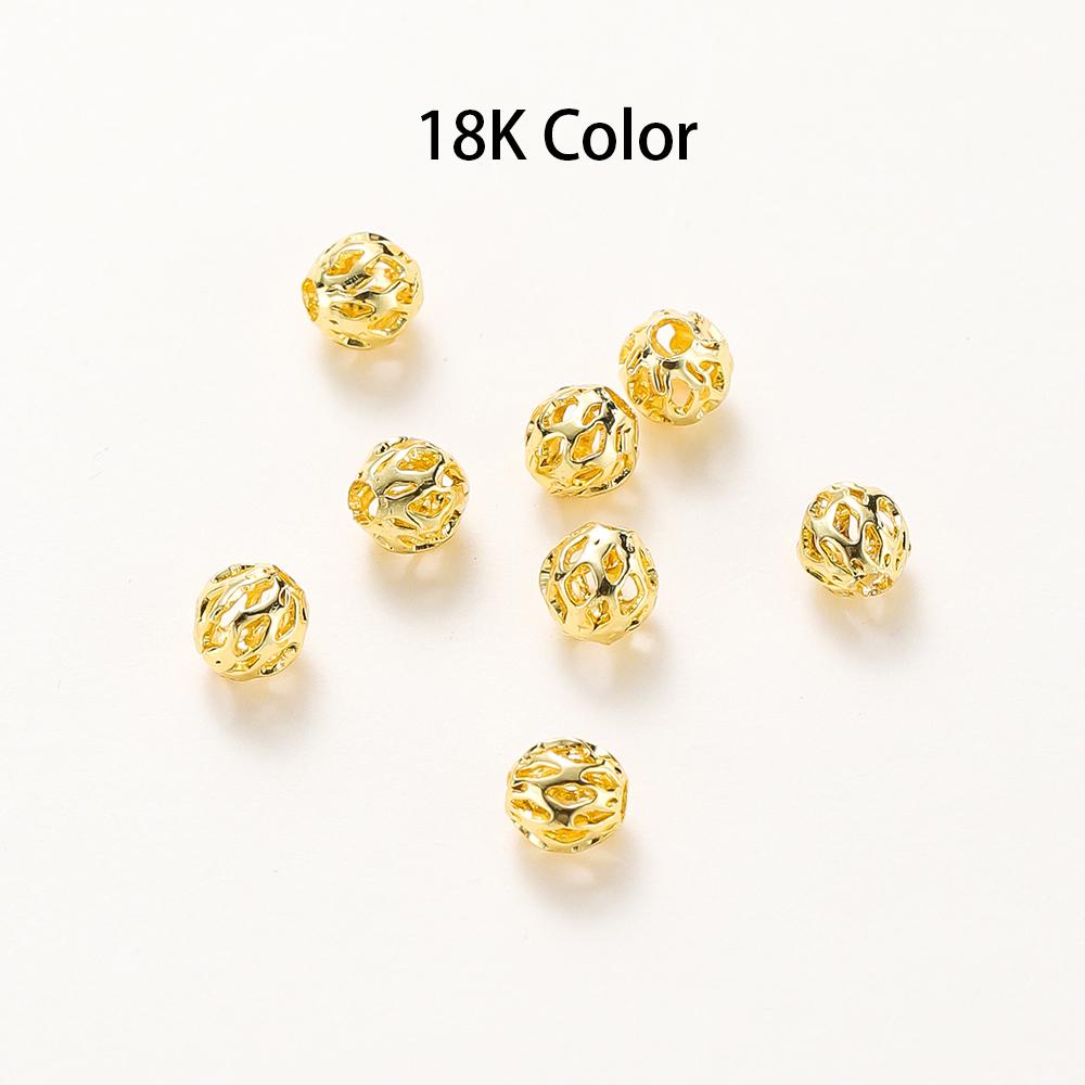 

20pcs/bag 4mm 5mm 6mm 18K Gold Plated Hollow Round Spacer Bead Brass Charm Bracelet Beading For DIY Jewelry Making Accessories 4mm x20pcs
