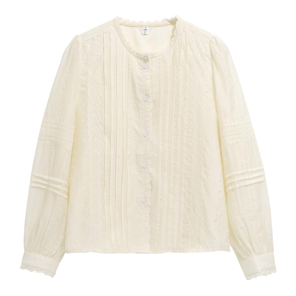 Autumn Fashion New 2024 Long Sleeve O-Neck Casual Apricot Blouse Shirt Women Tops Blouses Shirts J428
