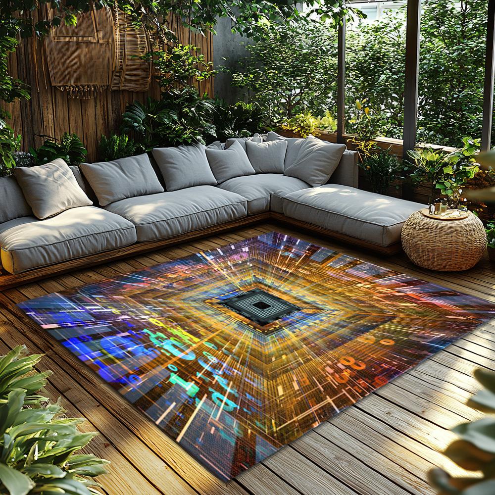 Tuniu Abstract Geometric Warp Speed Rug Mat for Living Room Bedroom Kitchen Floor Decor