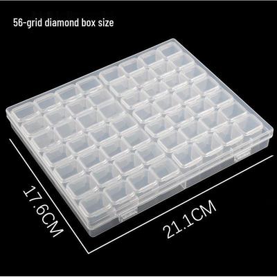 Transparent Nail Art Diamond Box - 56 Compartments, No Leak Storage for Small Accessories and Jewelry