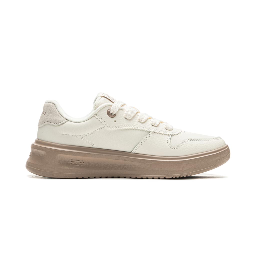 Li Ning Cloud Sky Casual Versatile Thick Sole Height Increasing Non-Slip Wear-Resistant Breathable Low-Top Skate Shoes Women sneaker White AGCU320-2