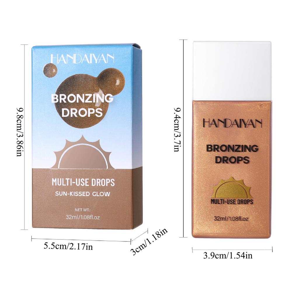 Bronzing Drops, Multi-Use Face and Body Liquid Highlighter, Shimmer Sun-Kissed Illuminating Tanning Drops, Radiant Glow Makeup for Face and Body
