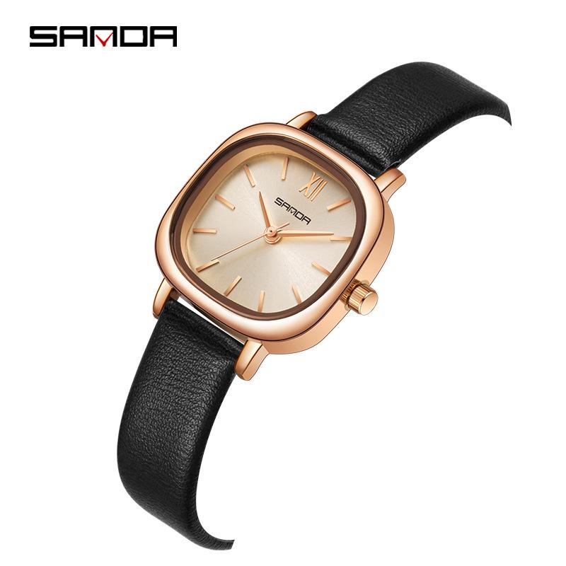 Sanda Stilvolle Damen-Quarzuhr mit Leder-Mesh- oder Stahlband - Lässiges, wasserdichtes Design.