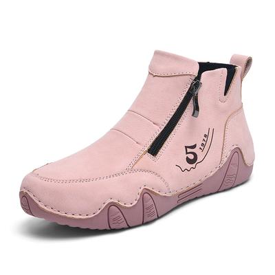 Women High Tops Shoes Spring Zipper Casual Anti Slip Flat Sneakers Girl's Ankle Boots Pink Ladies Shoes