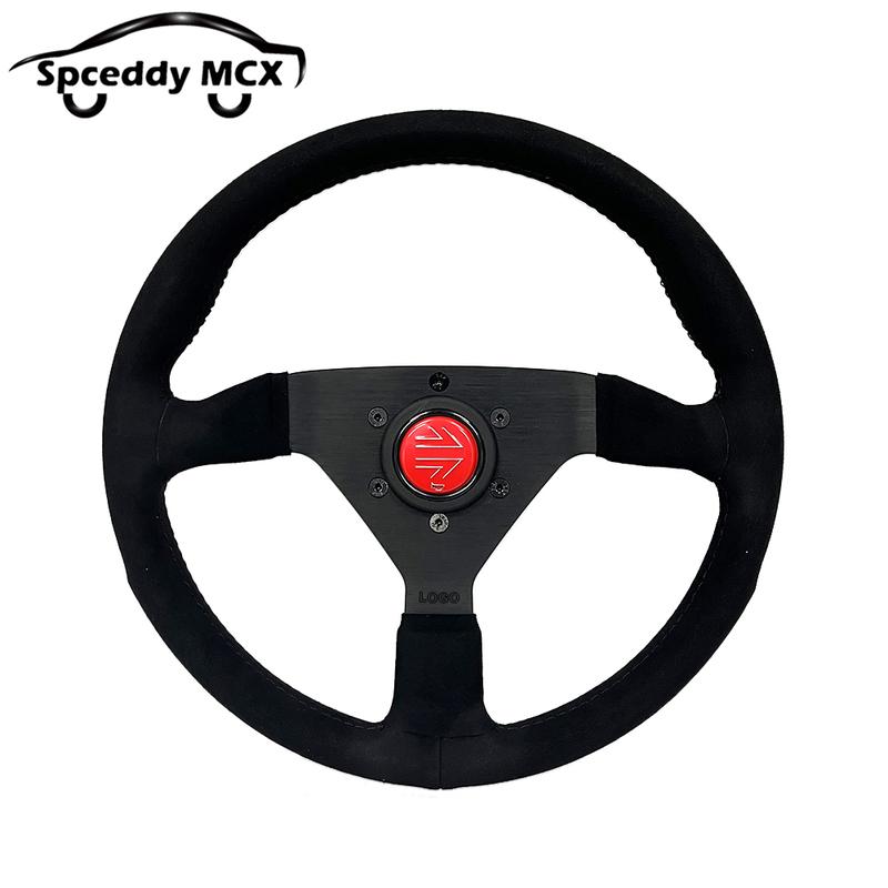 JDM V2 13inch Italy Suede Leather Universal Racing Sport Steering Wheel 320mm Flat Black Red Yellow BlueV232000