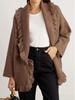 Jesienno-zimowy kardigan sweter płaszcz w kolorze kawy z frędzlami, średniej długości, w stylu retro