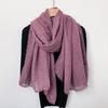 Spring New Lace Pleated Literary Yarn Thin Scarf, Women's Solid Color Cotton and Linen Silk Scarf, Neck Protection Scarf