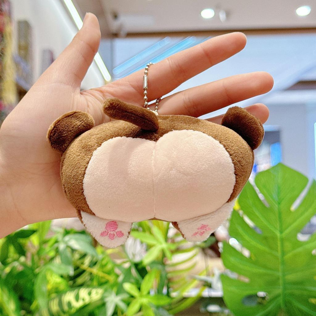 Creative Plush Corgi, Pig, and Cat Butt Keychain Pendant Charm for Women