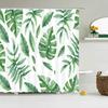 Green Plant Leaves Shower Curtains Bath Curtain Bathroom 3d Printed Fresh Waterproof Polyester Cloth With Hooks Home Decor Mat