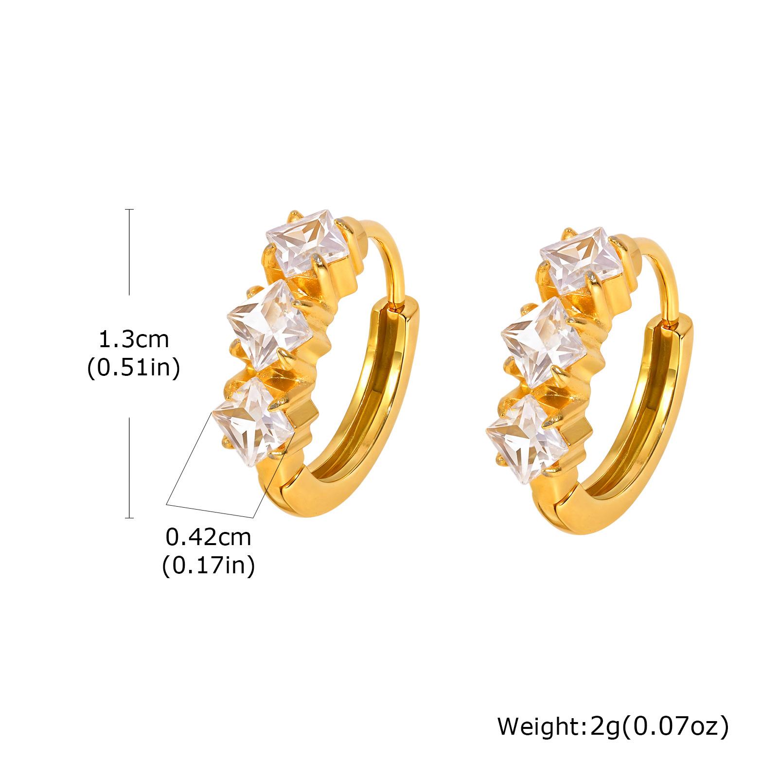 Stainless Steel Zircon Hoop Earrings, Small Round Hoops Huggie Earrings, Women Zircon Circle Piercing Ear Jewelry