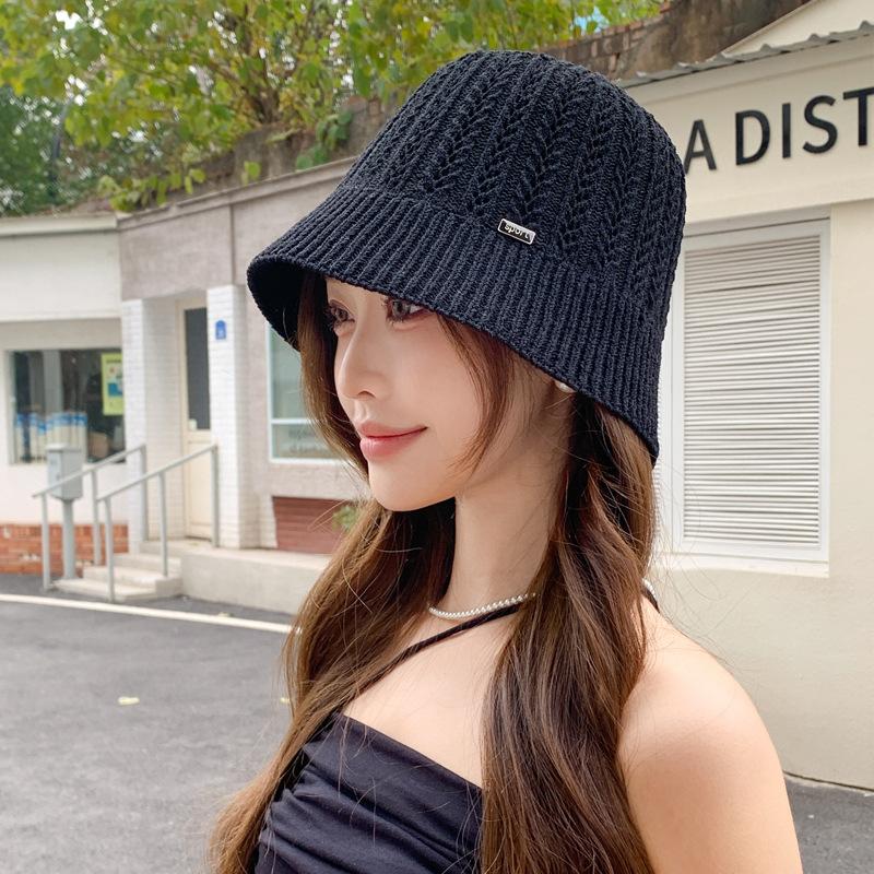 Spring hat women's summer outdoor travel sunscreen sunshade bucket hat knitted face small bucket hat