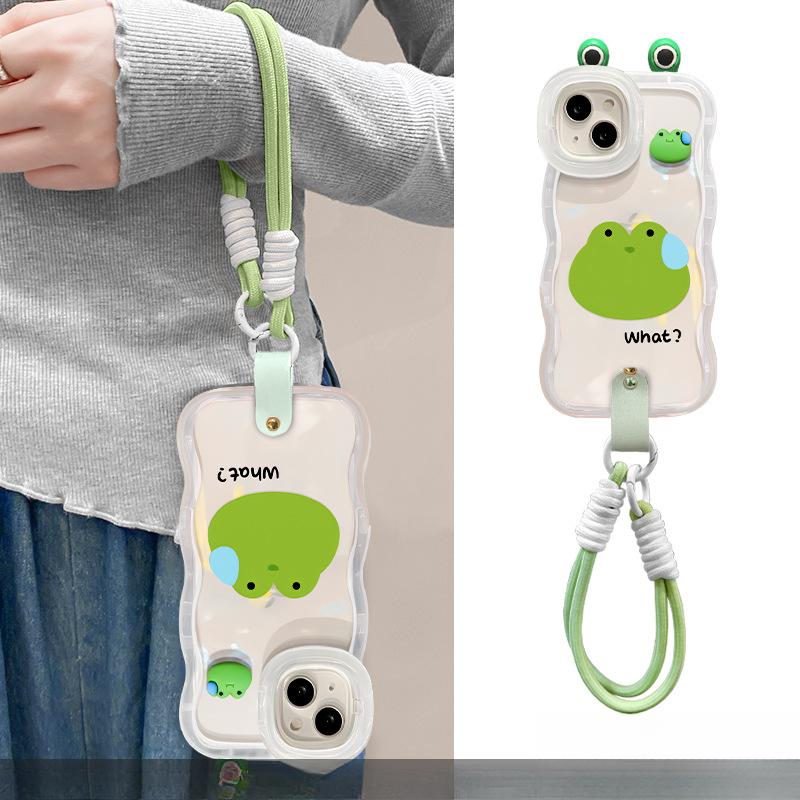 

Женский брелок-кукла-лягушка Подходит для чехла для мобильного телефона Apple 13promax Huawei Mate60 Прозрачная двойная подставка Huawei Pura 70 Pro