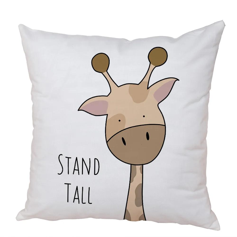 Nordic Zebra Hippo Giraffe Lion Crocodile Pillow Case Decor Animal Cushion Cover for Sofa Home Peach Skin Pillowcase 45x45cm