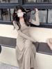 French Temperament Knitted Sweater Dress Women's Autumn and Winter New Coat with Bottom and Slim Skirt