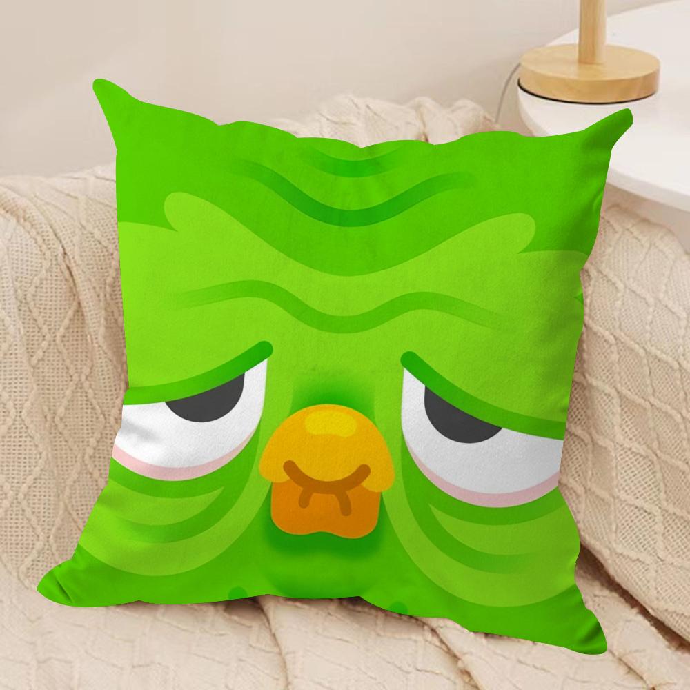Cute DDuolingos Cushion Cover Silky Short Plush Sofa Pillow Cover Hidden Zipper Soft Dustproof Case for Home Decor