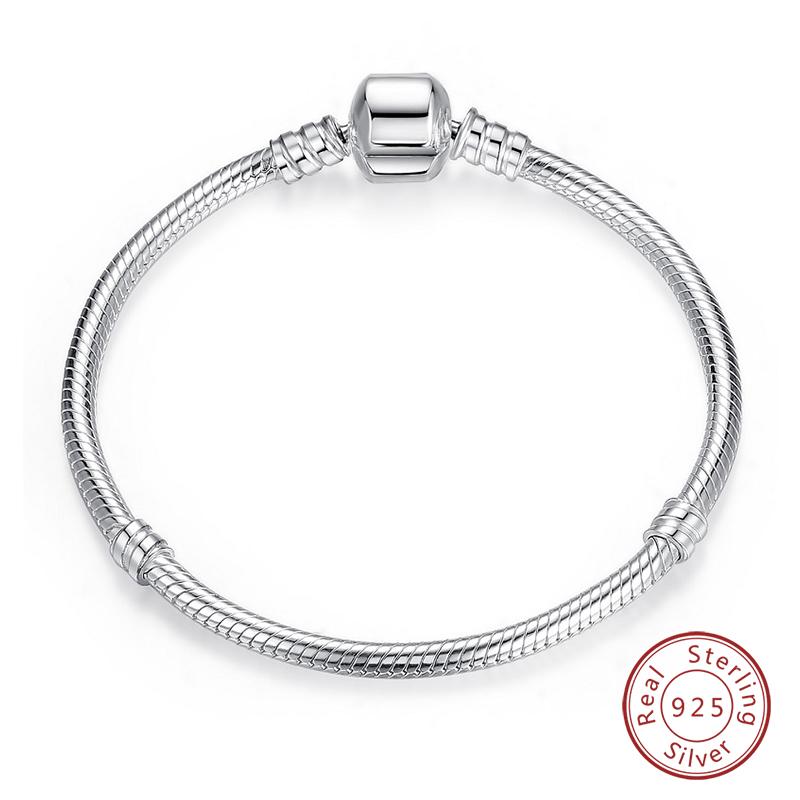 Original 925 Silver Heart Star Moon Snowflake Butterfly Bracelets 17 20CM For Women DIY Charms Jewelry Gifts