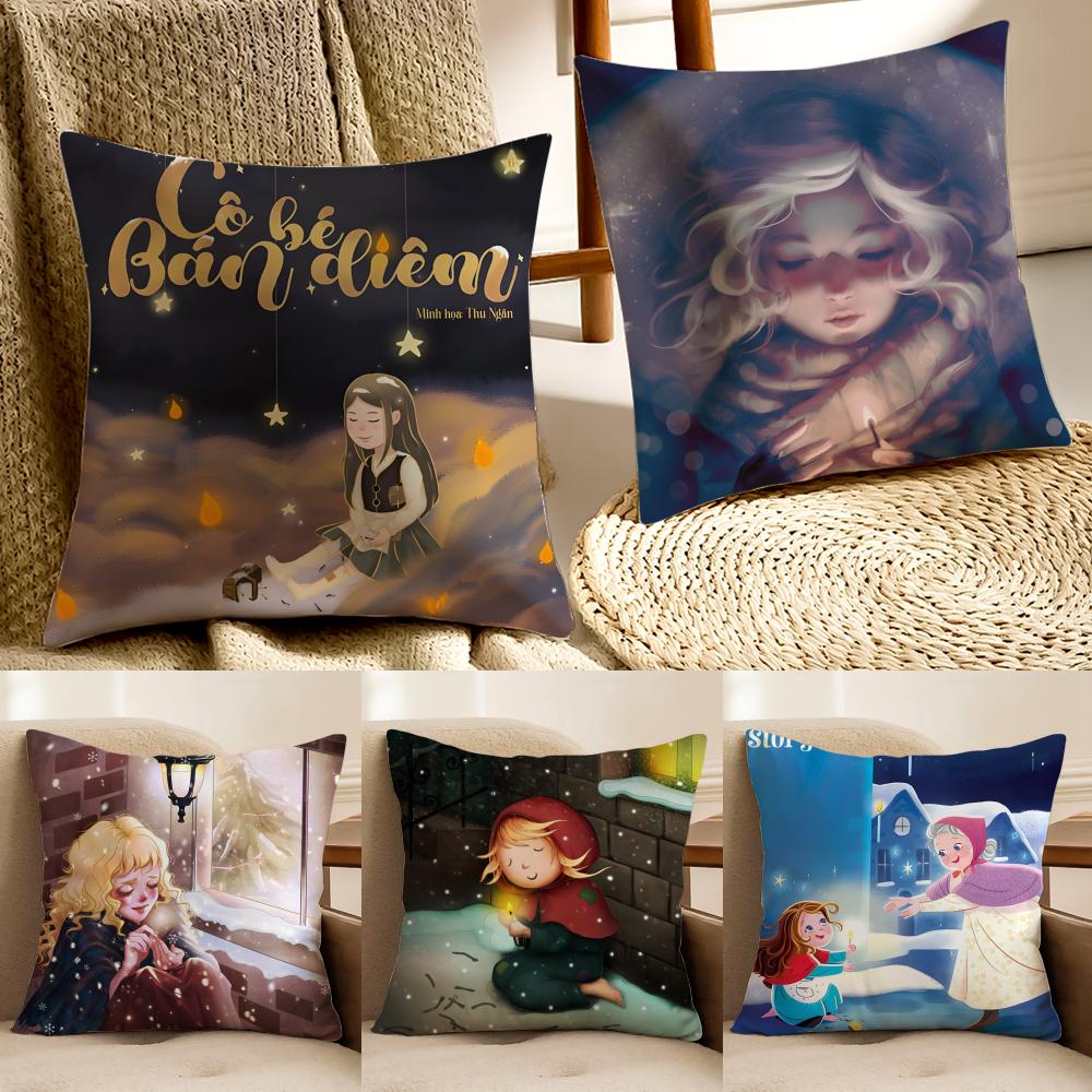 Story The Iittle Match Girl Illustration Art Cushion Cover Pillowcase Antidustmite living Room Sofa Decor Cushion Room
