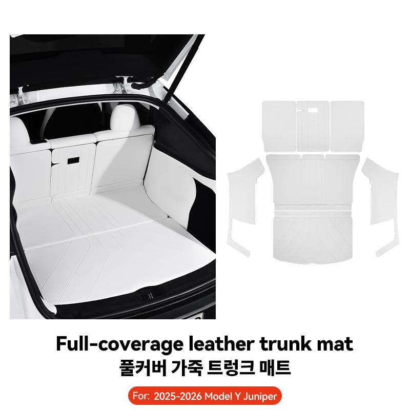 YZ For Tesla Model Y Trunk Mat Juniper 2025 2026 Full Coverage Leather Trunk Mat Cargo Liner Car Rear Boot Protection Accessorie