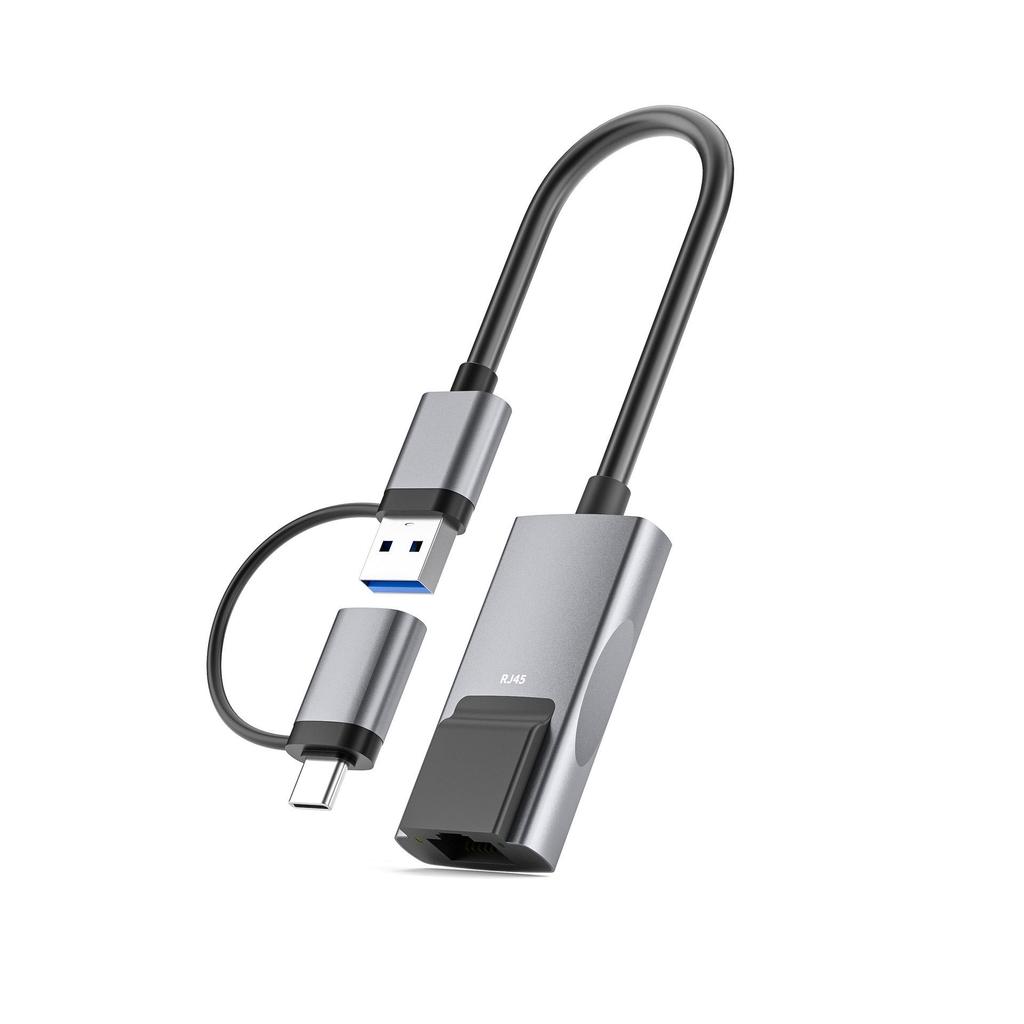 USB-C Aluminum Alloy Gigabit Ethernet Adapter with HUB