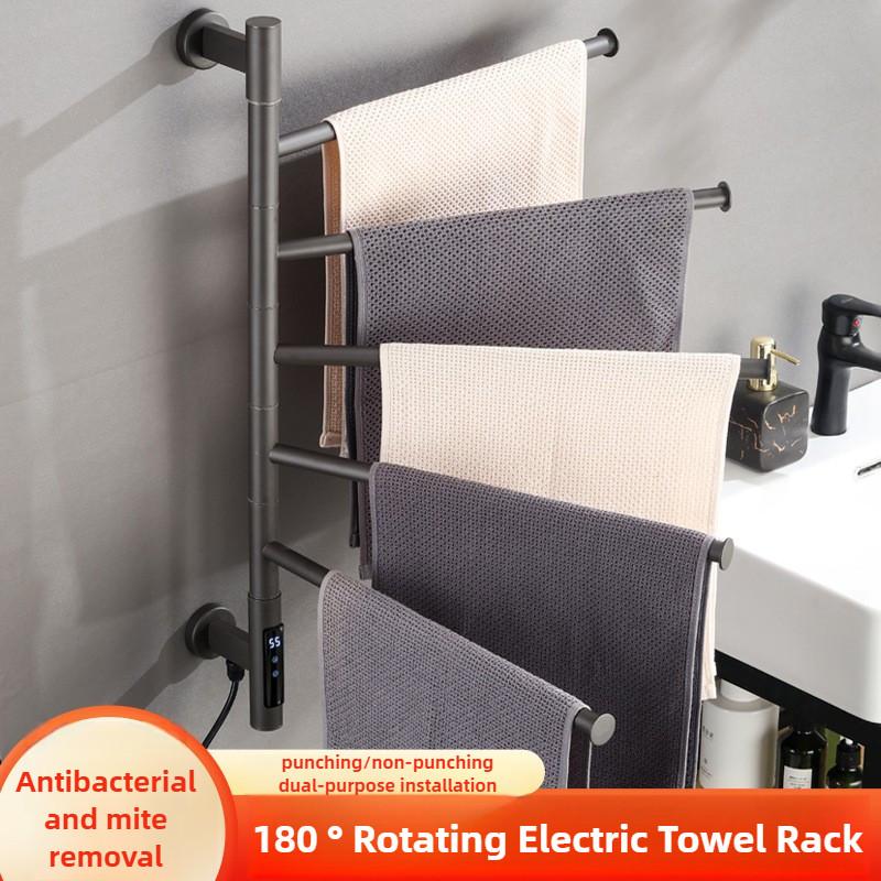 Bathroom LED Digital Display Constant Temperature Drying Storage Rack Stainless Steel Intelligent Electric Towel Rack