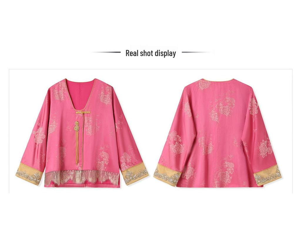 Elegant Chinese National Style Women's Spring Embroidered Top and Skirt Set