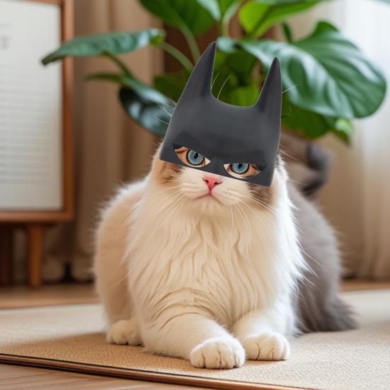 Cat Bat Mask Superhero Cat Mask Cat Bat Hero Cosplay Mask Pet Costume Accessory for Halloween Costume Party Dress-up
