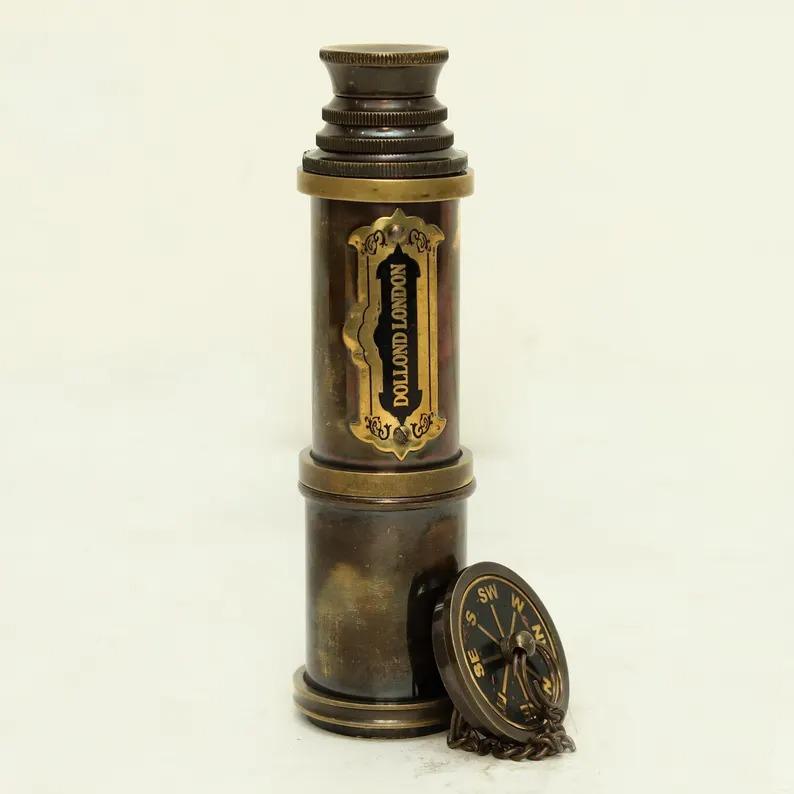 Vintage Brass Spyglass Telescope | Dollond London 1920 Style | Wood or Leather Case | Nautical Gift Décor