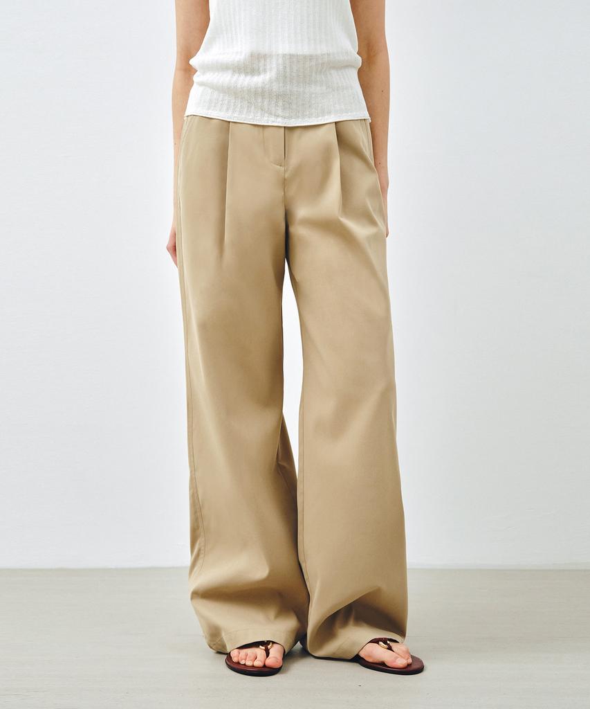 MONGDOL Essential One-Tuck Wide Pants Beige Mdpt049Beige