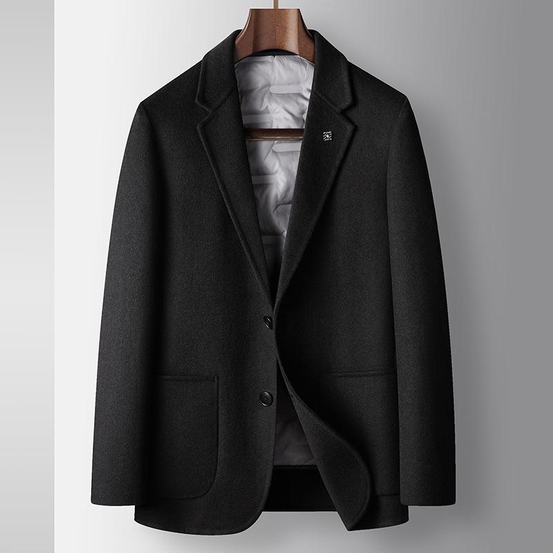 Autumn and Winter Unloading White Duck Down Wool Single West Business Warm Double-sided Wool Suit Jacket