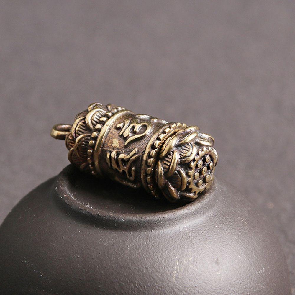 Keepsake Cylindrical Box Brass Buddhist Pendant Medicine Pill Box Necklace Pendant Travel Pill Case
