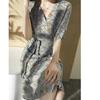 High-End Floral Mulberry Silk Mid-Length Dress