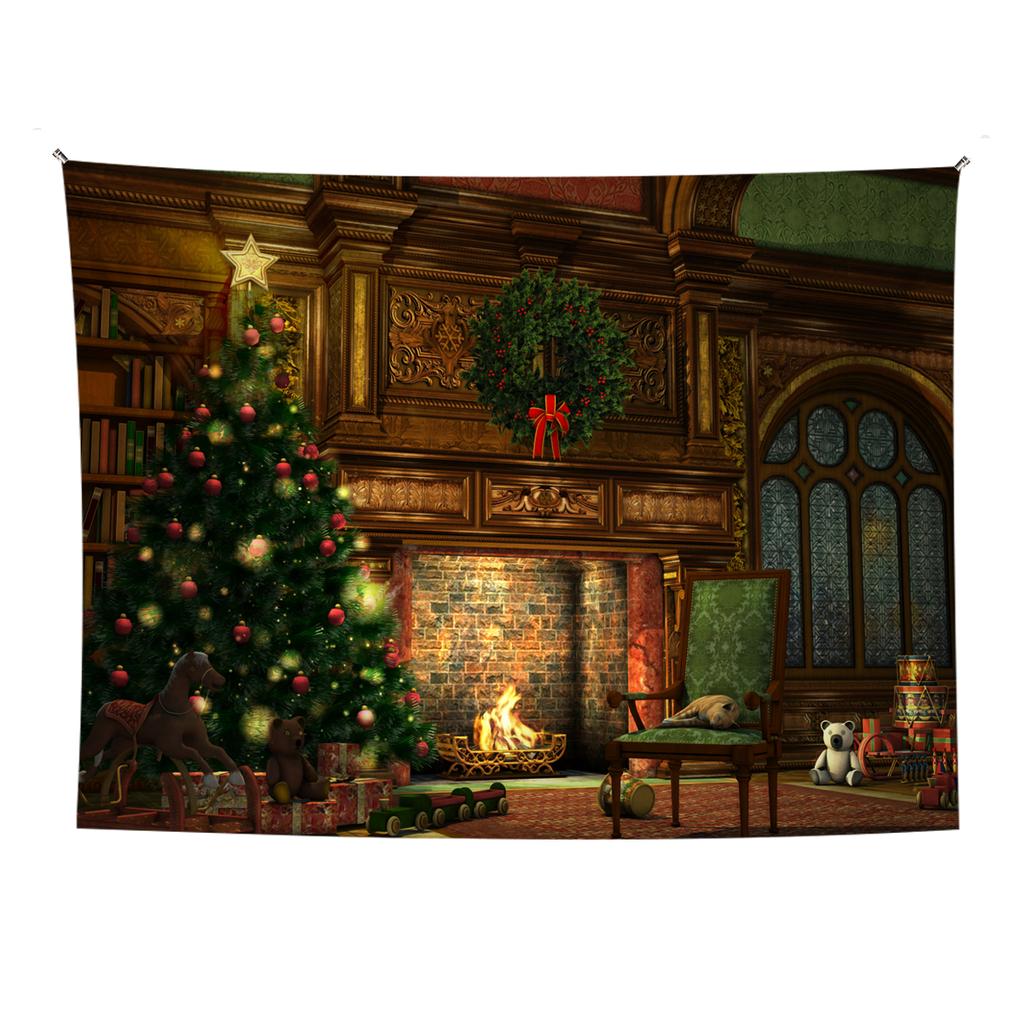 Wohnkultur Frohe Weihnachten Schneeschuh Baum Santa Claus Santa Claus Geschenke Gedruckt Polyester Faser Wand Hängen tapeçaria de natal