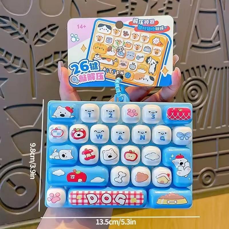 Cute Stress-Relief Portable Simulated Keyboard Keychain Animal Diary Desktop Decoration Student Bag Pendant Toy Creative Gift